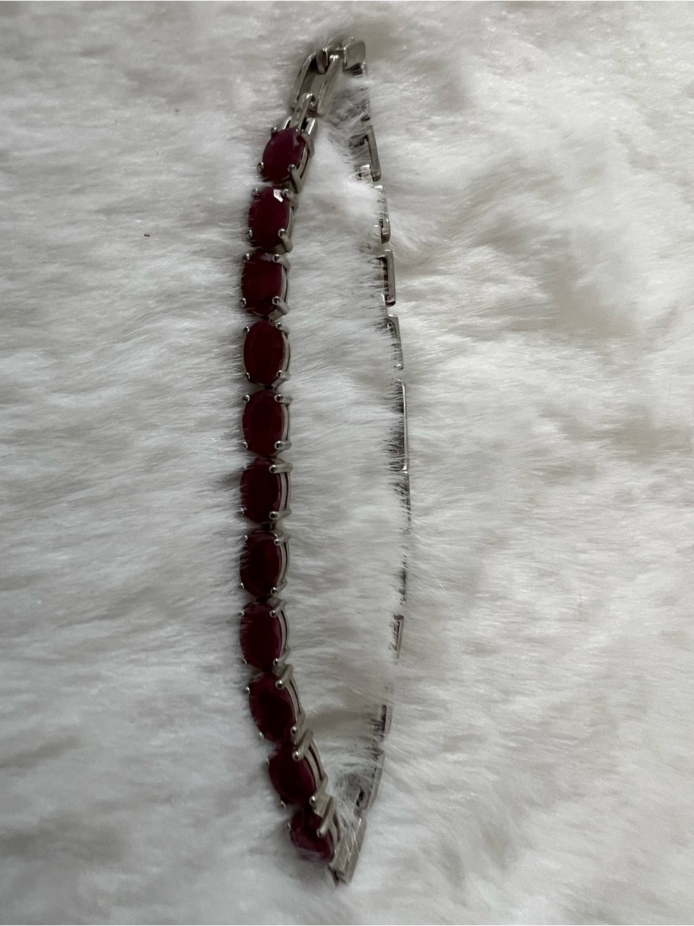 Sterling Silver Red Ruby Tennis Bracelet - Women Jewelry